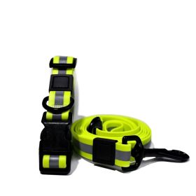Reflective PVC Dog Leash & Collar Set | Waterproof Heavy Duty Safety Lead (Color: Lime Green, size: M)