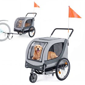 2-in-1 Dog Bike Trailer with Universal Bicycle Coupler (Color: White)